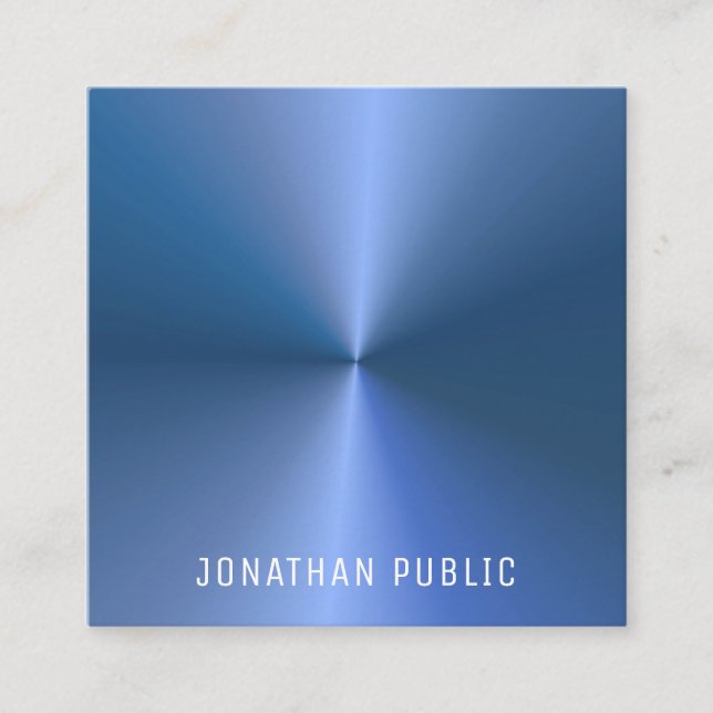 Cartão De Visita Quadrado Modelo Azul Simples Elegante Profissional Moderno (Frente)