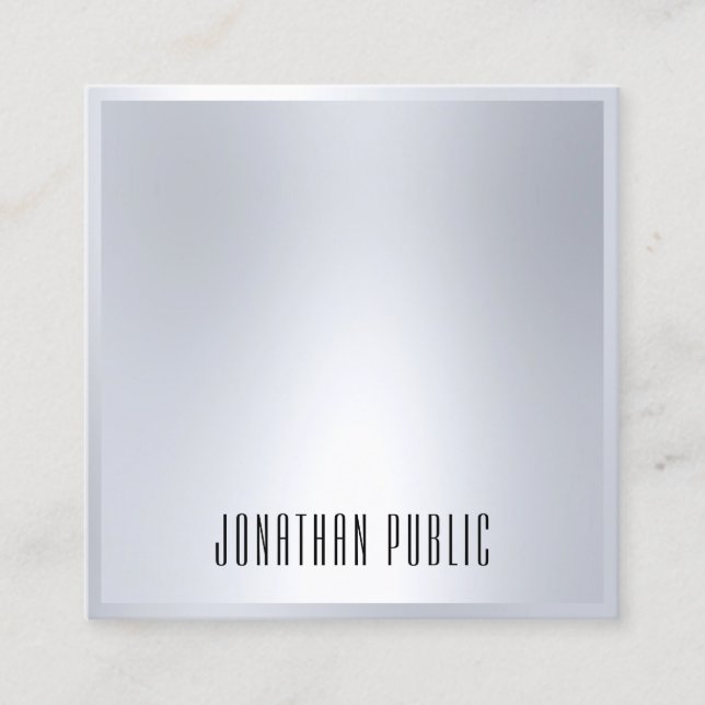 Cartão De Visita Quadrado Modelo de Elegante de Silver Professional Moderno (Frente)