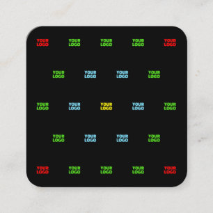 Cartão De Visita Quadrado Modelo de padrão de logotipo ou imagem carregada m