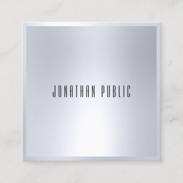 Cartão De Visita Quadrado Modelo de Prata Profissional (Frente)