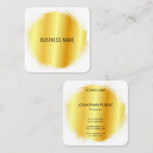 Cartão De Visita Quadrado Modelo Elegante moderno profissional Dourado