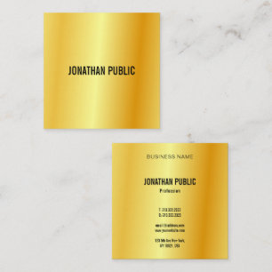 Cartão De Visita Quadrado Modelo Elegante Personalizado Dourado Moderno