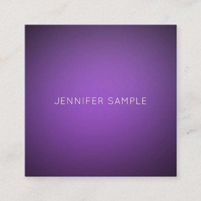 Cartão De Visita Quadrado Modelo luxo Mínimo Moderno Elegante Roxo (Frente)