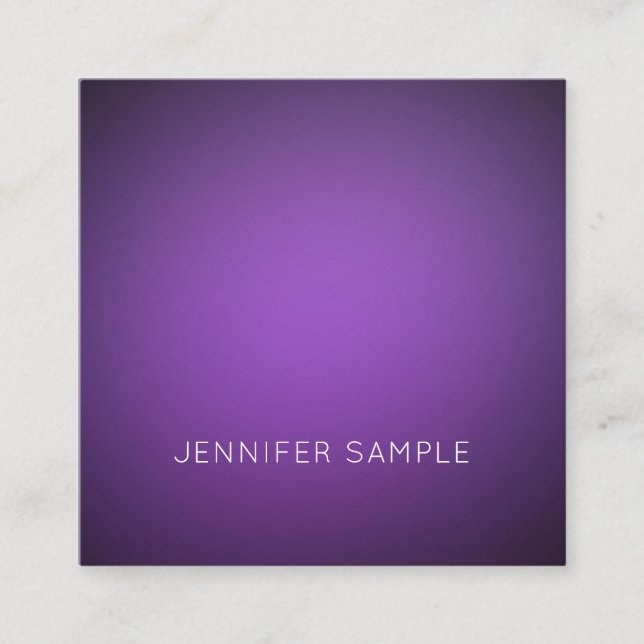 Cartão De Visita Quadrado Modelo Luxuoso Roxa Simples Moderno Elegante (Frente)