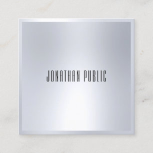 Cartão De Visita Quadrado Modelo Moderno Elegante Faux Silver Professional