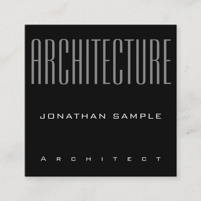 Cartão De Visita Quadrado Modelo para profissional elegante do arquiteto de  (Frente)