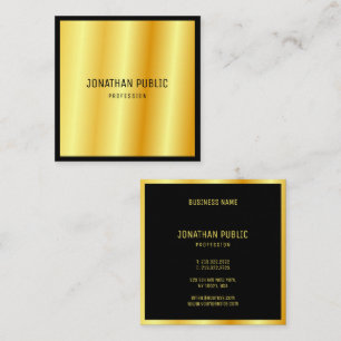 Cartão De Visita Quadrado Modelo Personalizado Elegante Dourado Profissional