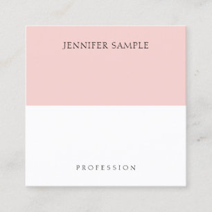 Cartão De Visita Quadrado Modelo Simples Elegante Rosa Blush Moderno Tendênc