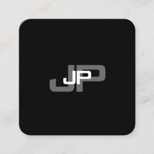 Cartão De Visita Quadrado Modelo Simples Preto Monograma Moderno