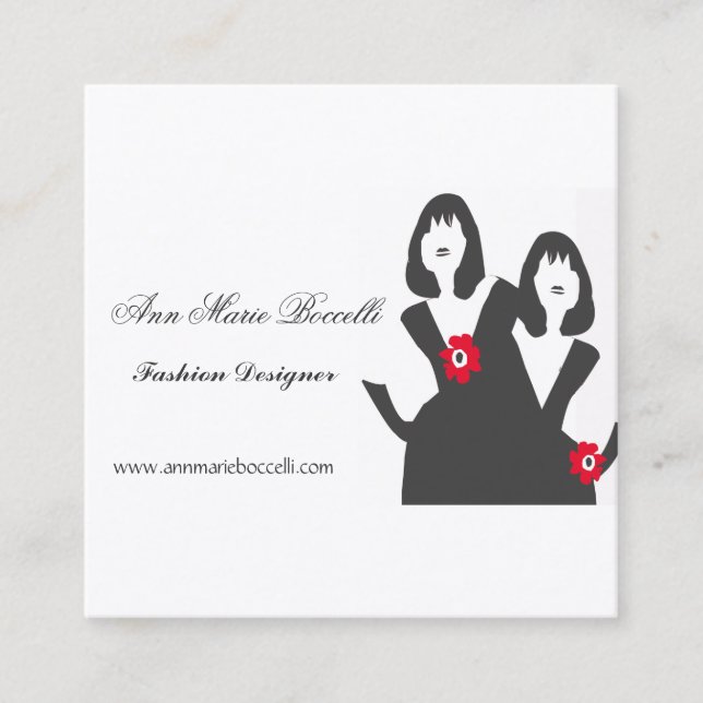 Cartão De Visita Quadrado Modelos pretos pequenos na moda das mulheres do (Frente)