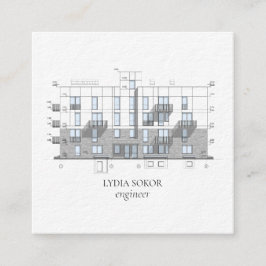 Cartão De Visita Quadrado Modern Architect Blueprint Business Card