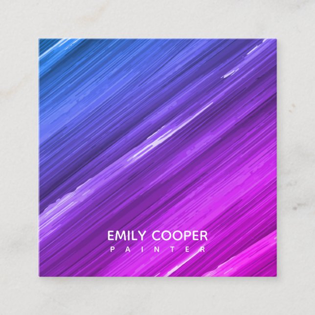 Cartão De Visita Quadrado Modern Artist Painter Trabalho de arte Studio (Frente)