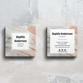 Cartão De Visita Quadrado Modern Blush & Cream Marble Square Business Card