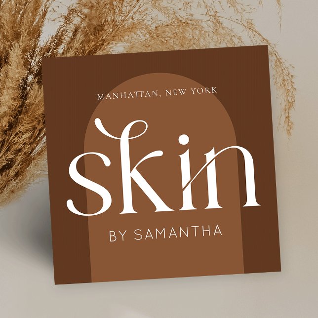 Cartão De Visita Quadrado Modern Boho Terracotta Salon Skincare Aesthetician (Criador carregado)