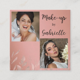 Cartão De Visita Quadrado Modern Botanical Dusty Rose Boho Photo Script 