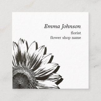 Cartão De Visita Quadrado Modern Botanical Sunflower | Professional Branding