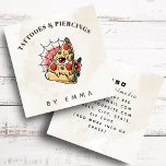 Cartão De Visita Quadrado Modern Cream Marble Funny Cool Pizza Tattoo Artist<br><div class="desc">These cool business cards would be perfect for tattoo artist / salon. Easily add your own name and other info by clicking on the "personalize this template" option. If you need help with personalization or have design related questions,  please do not hesitate to contact us.</div>