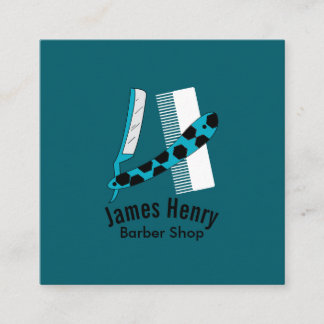 Cartão De Visita Quadrado Modern Elegant Razor Barber Square Business Card