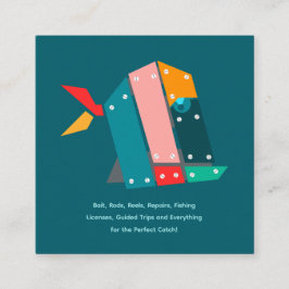 Cartão De Visita Quadrado Modern Fishing Business Card with QR Code