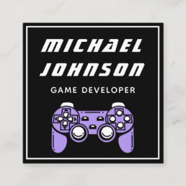 Cartão De Visita Quadrado Modern Game Developer Designer Black White Trendy