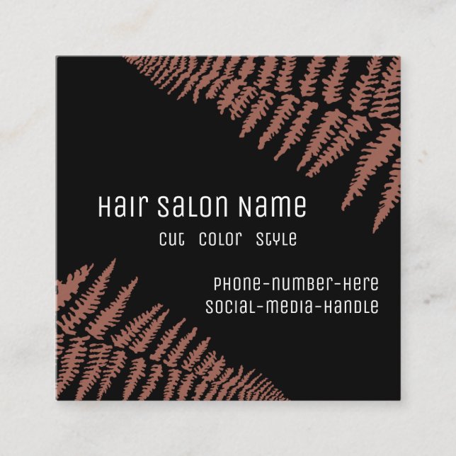 Cartão De Visita Quadrado Modern Hair Salon | Mauve Ferns - (Frente)