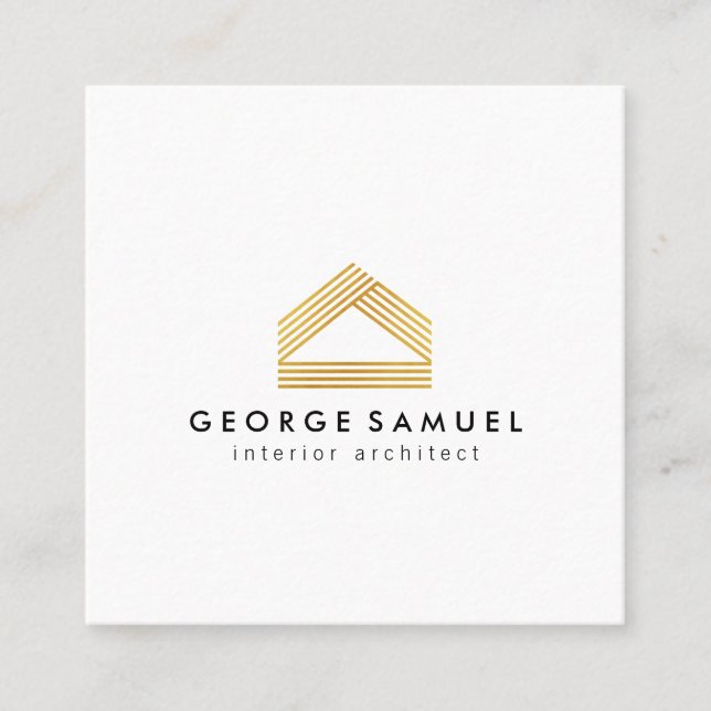 Cartão De Visita Quadrado Modern Home Design Custom Abstract Logo  (Frente)