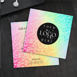 Cartão De Visita Quadrado Modern Leopard Glitter Professional Logo Square 