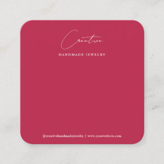 Cartão De Visita Quadrado Modern Magenta Handwritten Script Jewelry Display