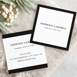 Cartão De Visita Quadrado Modern minimal black border elegant professional