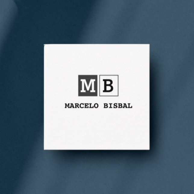 Cartão De Visita Quadrado Modern Minimal Typography White Paper Square (Criador carregado)