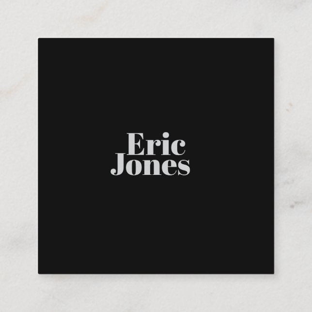 Cartão De Visita Quadrado Modern minimalist black & grey professional (Verso)