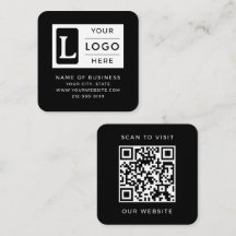 Modern Minimalist Black Square QR Code Custom Logo