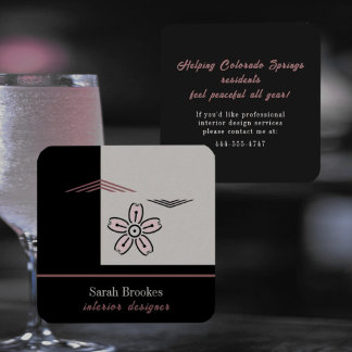 Cartão De Visita Quadrado Modern Minimalist Cherry Blossom Business Card
