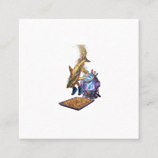 Cartão De Visita Quadrado Modern Minimalist Luxury Cyber Shark - Neon Aesthe