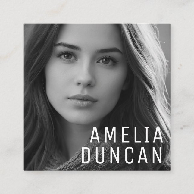 Cartão De Visita Quadrado Modern Minimalist Simple Professional Photo Square (Frente)