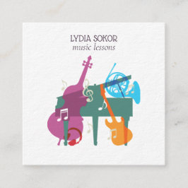 Cartão De Visita Quadrado Modern Multi-Instrument Music Business Card