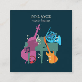 Cartão De Visita Quadrado Modern Multi-Instrument Music Business Card