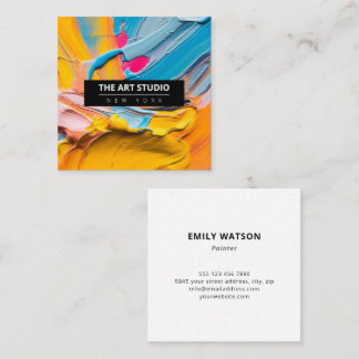 Cartão De Visita Quadrado Modern Name Trabalho de arte Artist Art Studio
