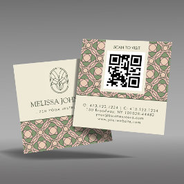 Cartão De Visita Quadrado Modern Zen Yoga Instructor QR Code Square