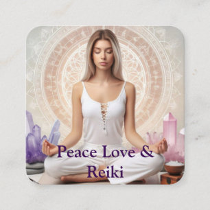 Cartão De Visita Quadrado Moderna Meditação Espiritual Reiki Amor Chakra