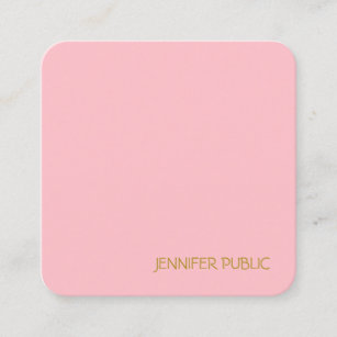 Cartão De Visita Quadrado Moderna Tendência Blush Pink Professional Elegante