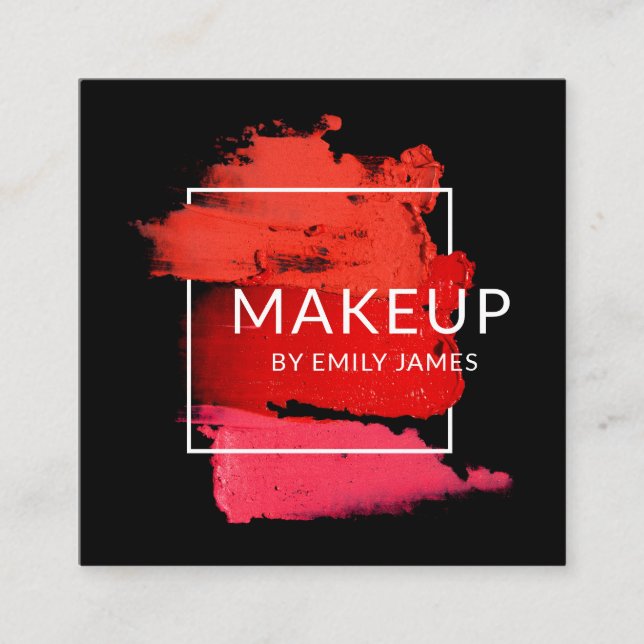 Cartão De Visita Quadrado Moderna Trendy Chic Makeup Professional (Frente)