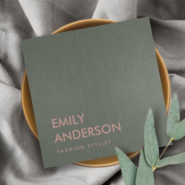 CARTÃO DE VISITA QUADRADO MODERNA TRENDY CINZA DE PRATA ESCURA MÍNIMA SIMPLE (Criador carregado)