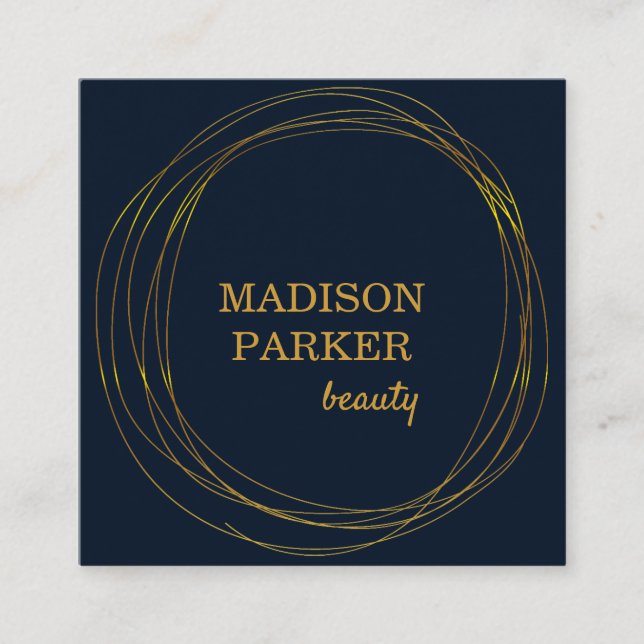 Cartão De Visita Quadrado Moderno Abstrato Faux Dourado (Frente)