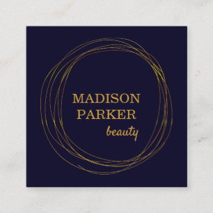 Cartão De Visita Quadrado Moderno Abstrato Faux Dourado