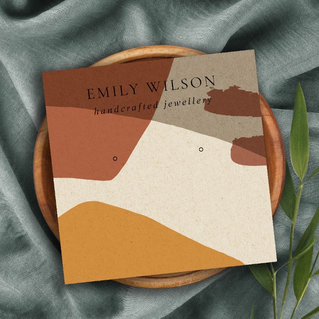 CARTÃO DE VISITA QUADRADO MODERNO ABSTRATO TERRACOTTA - APRESENTAÇÃO DE ARTE (Criador carregado)