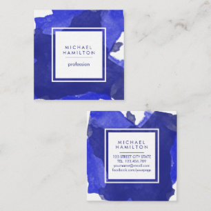 CARTÃO DE VISITA QUADRADO MODERNO ARTÍSTICO DE COR DA ÁGUA ESLASH AZUL