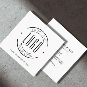 Cartão De Visita Quadrado Moderno branco simples adicione seu logotipo