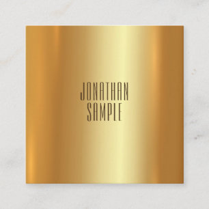Cartão De Visita Quadrado Moderno Design Charmoso Único Elegante Dourado Sim
