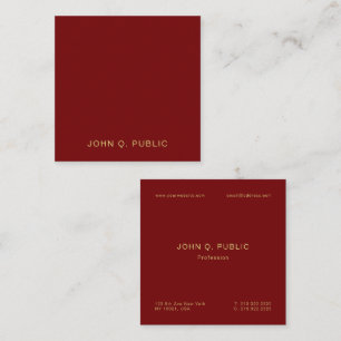 Cartão De Visita Quadrado Moderno Elegante Texto Dourado Seda Luxuosa Vermel